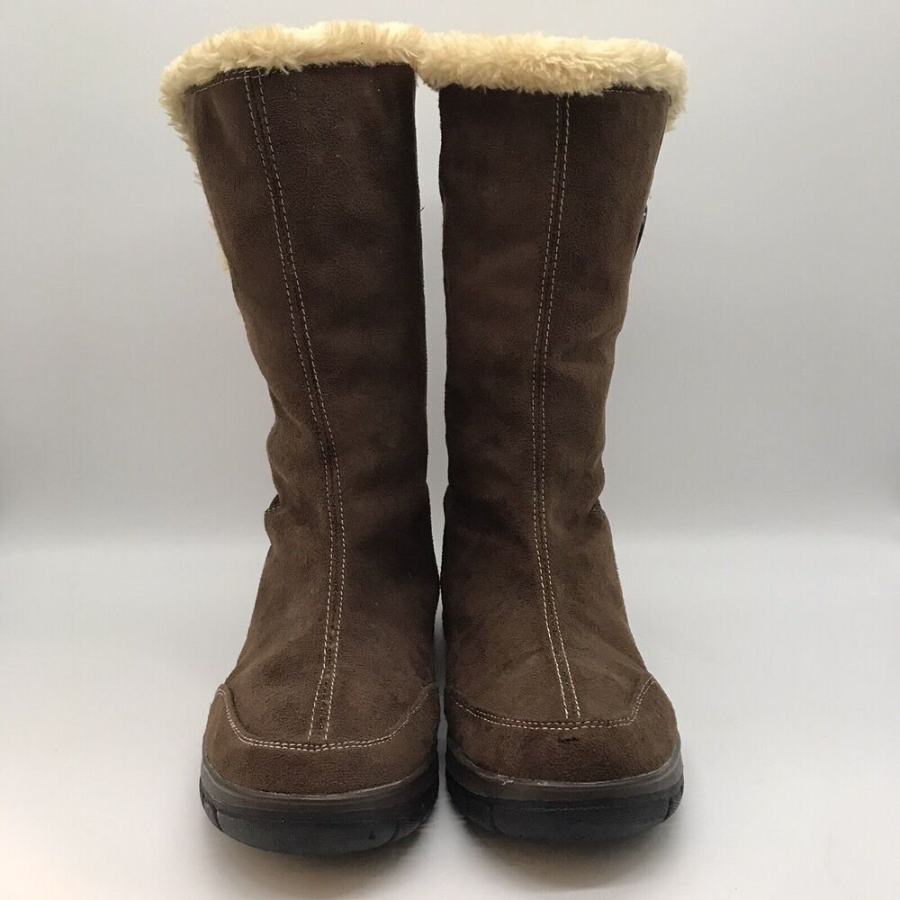 Itasca Blitzen Women's 7 Brown Suede Boots Fur Lined Mid Calf Warm Winter Boots - Picture 2 of 10